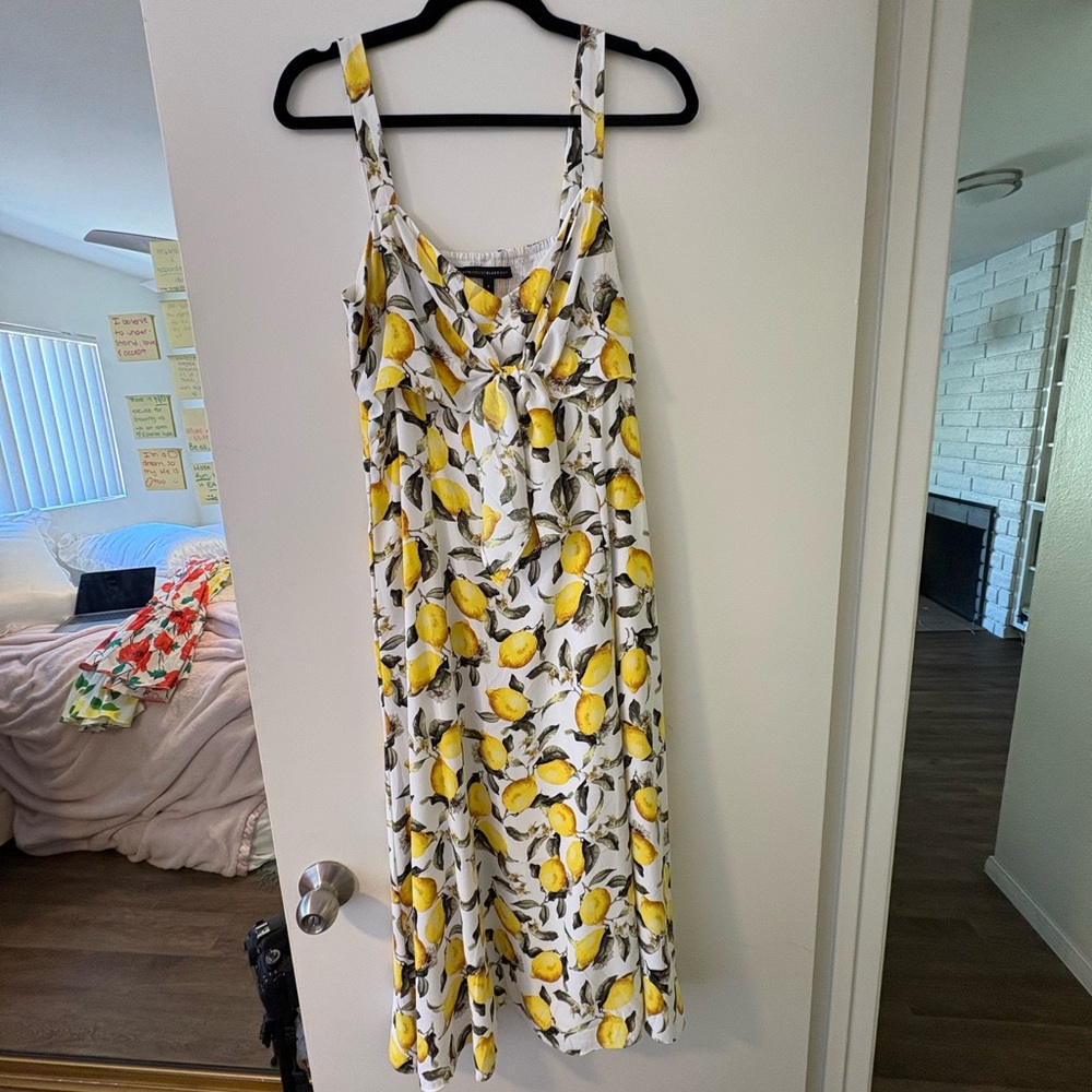 White House Black Market Lemon Print Maxi Dress